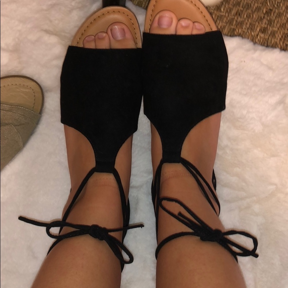 Black lace up sandals